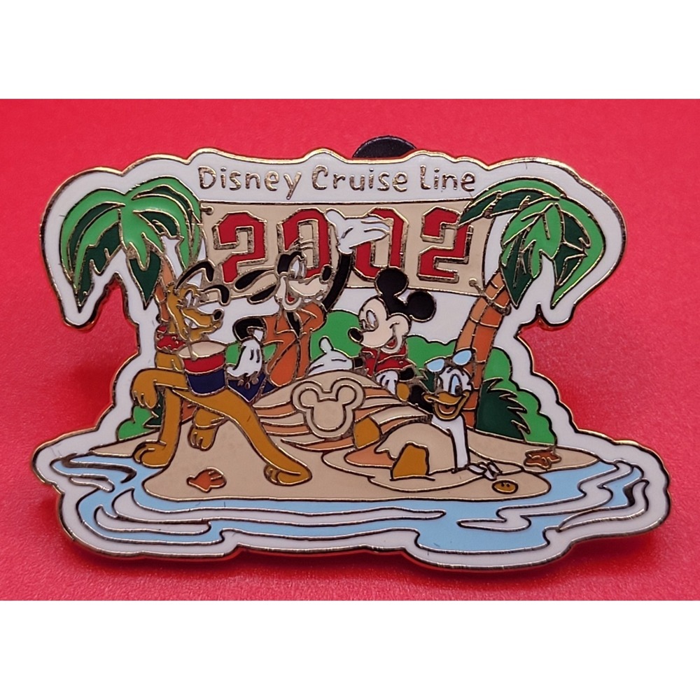 Disney Cruise Line Castaway Cay 2002 Pluto Goofy Mickey Mouse Trading Pin